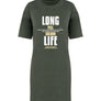 Long Life - Vestido Camiseta Kaki