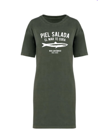 Aniversario - Vestido Camiseta Kaki