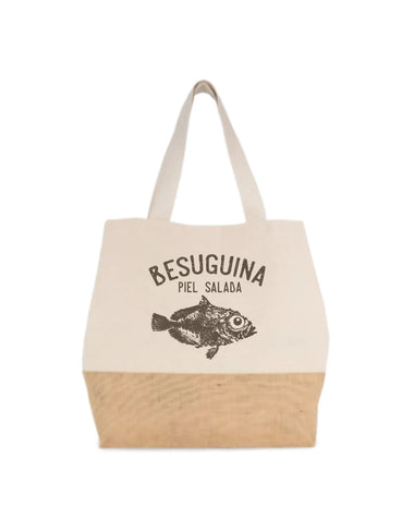Besuguina - Bolsa Grande de Algodón y Yute