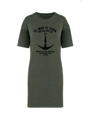 El Mar Te Cura - Vestido Camiseta Kaki