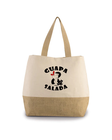 Guapa y Salada - Bolsa Grande de Algodón y Yute