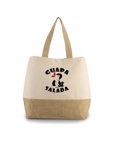 Guapa y Salada - Bolsa Grande de Algodón y Yute