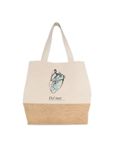 Heart - Bolsa Grande de Algodón y Yute