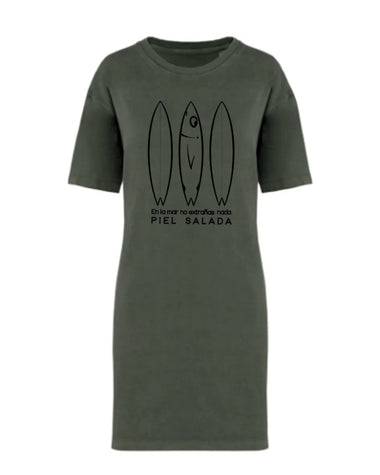 Sardina Infiltrada - Vestido Camiseta Kaki